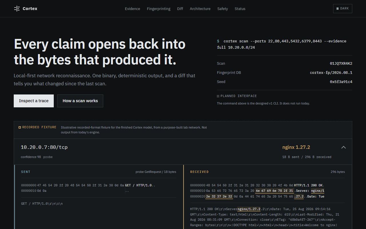 Screenshot of the public Cortex preview site.